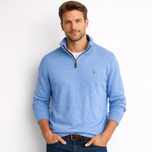 Polo Ralph Lauren Other - Polo Ralph Lauren Quarter Zip Sweater Estate Rib Blue Size M